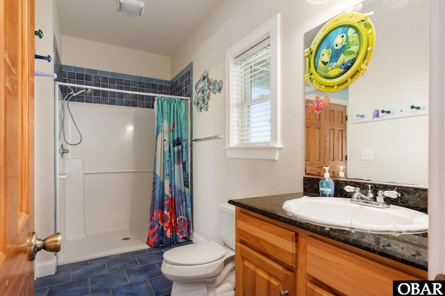 56432 NC-12 Hwy Lot 1, Hatteras, NC 27943 - bathroom with toilet, tile patterned floors, a shower with curtain, and vanity