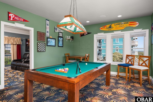 56432 NC-12 Hwy Lot 1, Hatteras, NC 27943 - playroom featuring pool table, carpet flooring, recessed lighting, and baseboards