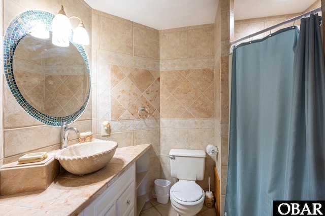 23212 Sea Oats Dr Lot 18, Rodanthe, NC 27968 - full bath featuring tile walls, vanity, toilet, and a chandelier