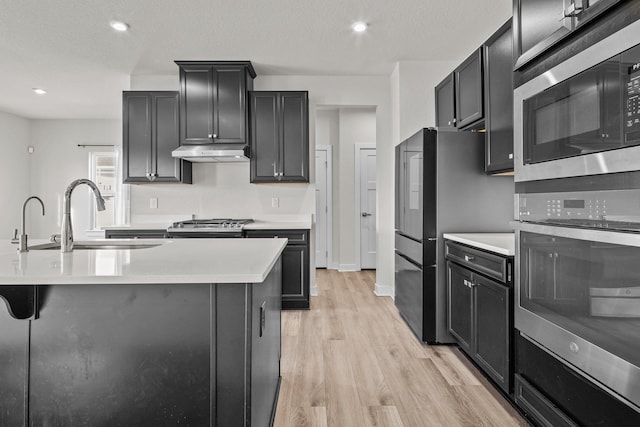 104 Garland St Lot 3, Moyock, NC 27958 - kitchen featuring under cabinet range hood, light countertops, a sink, stainless steel appliances, and light wood finished floors