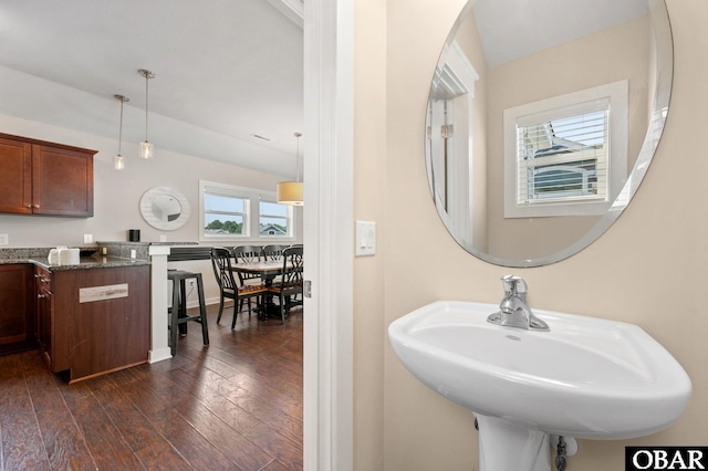 bathroom featuring hardwood / wood-style floors and a sink