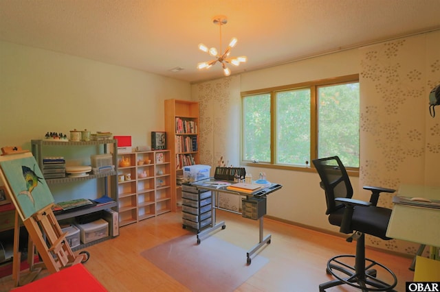 509 Telegraph Ct Lot 17, Kill Devil Hills, NC 27948 - home office with a chandelier and wood finished floors