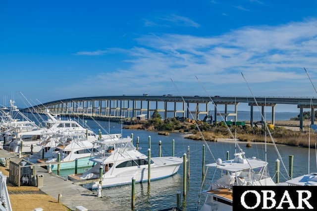 dock area featuring a water view