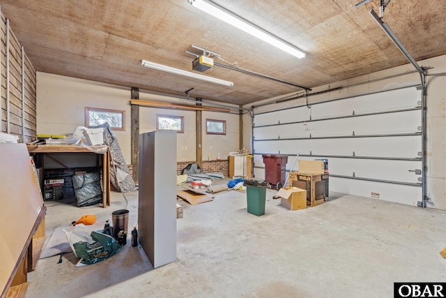 garage with a garage door opener