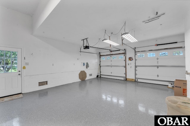 garage with a garage door opener