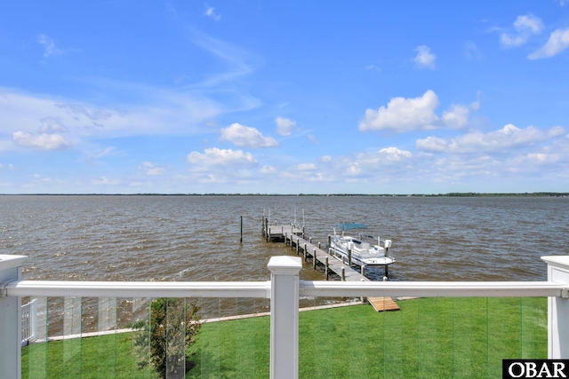 view of dock featuring a water view