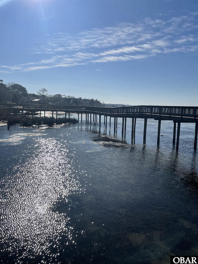 dock area featuring a water view