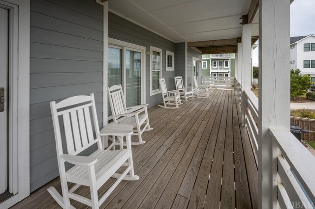 wooden terrace with covered porch