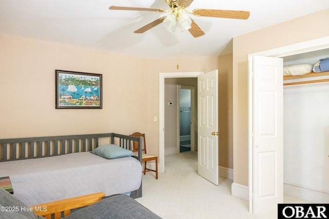 505 N Broad St, Edenton, NC 27932 - bedroom featuring light colored carpet, baseboards, and ceiling fan