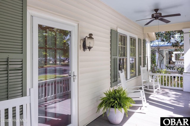 505 N Broad St, Edenton, NC 27932 - view of exterior entry featuring a porch and ceiling fan