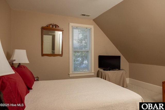 505 N Broad St, Edenton, NC 27932 - carpeted bedroom with baseboards, visible vents, and vaulted ceiling