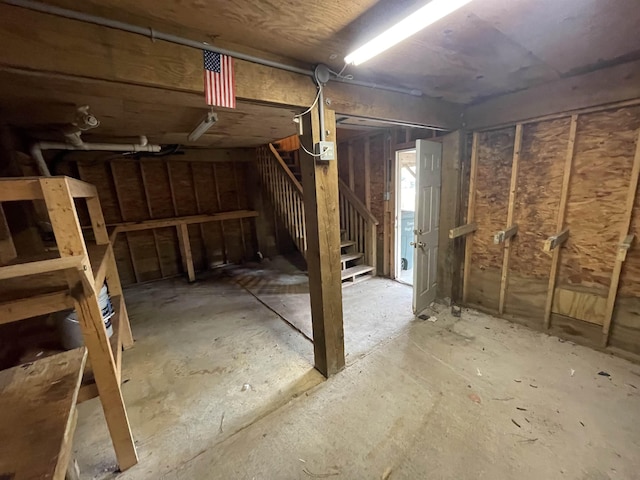 basement featuring stairway