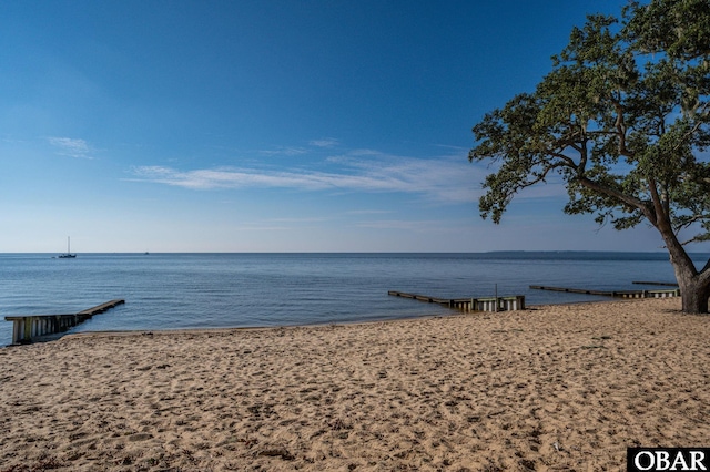 view of water feature with a view of the beach