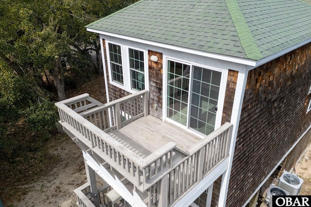 wooden terrace with stairs and central AC