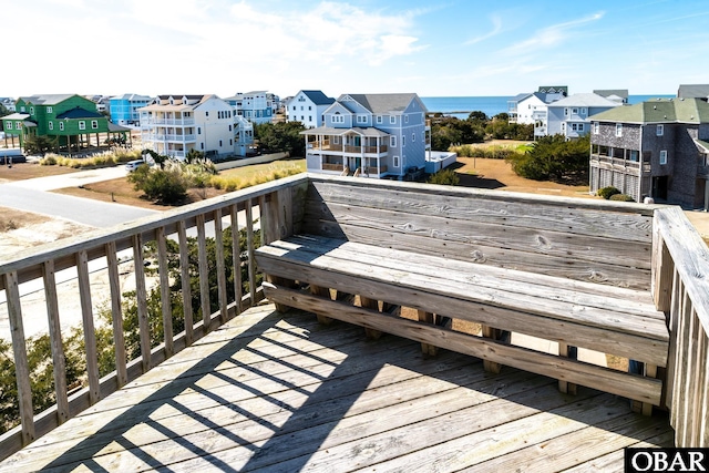 exterior space with a water view