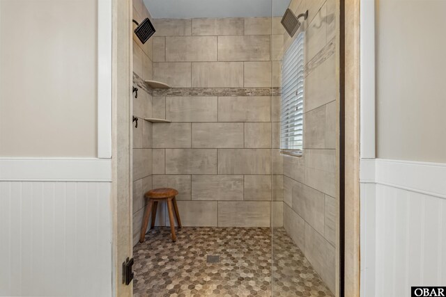 4311 S Hesperides Dr Lot # 55, Nags Head, NC 27959 - bathroom featuring wainscoting and a stall shower