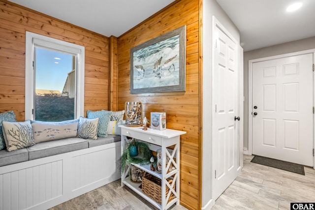 4311 S Hesperides Dr Lot # 55, Nags Head, NC 27959 - sitting room featuring light wood-type flooring and wood walls