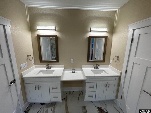 3009 Martins Point Rd Lot 3, Kitty Hawk, NC 27949 - full bath with double vanity, marble look tiles, and baseboards