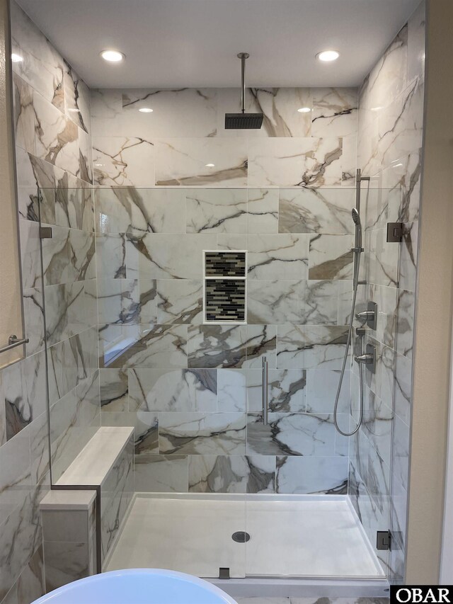 3009 Martins Point Rd Lot 3, Kitty Hawk, NC 27949 - bathroom featuring a marble finish shower and recessed lighting