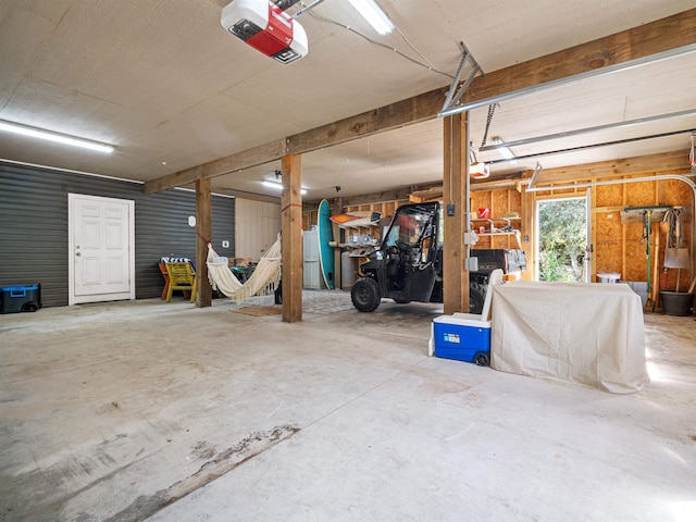 garage with a garage door opener