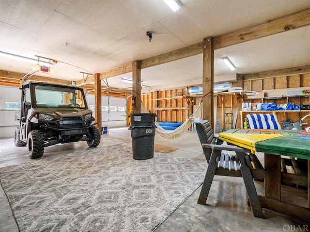 garage with a garage door opener