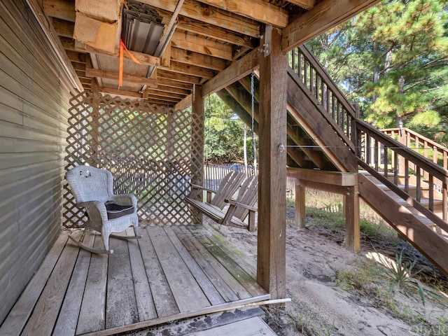 wooden deck with stairs