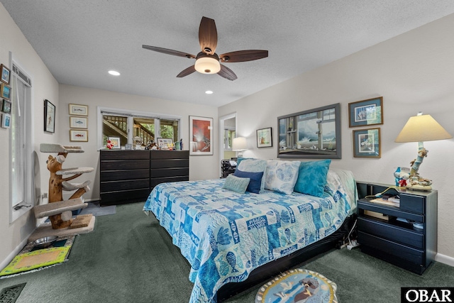409 W Raceview Ct Lot # 35, Nags Head, NC 27959 - carpeted bedroom with a textured ceiling, recessed lighting, and ceiling fan