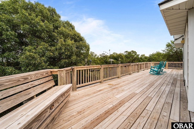 409 W Raceview Ct Lot # 35, Nags Head, NC 27959 - wooden terrace with view of wooded area