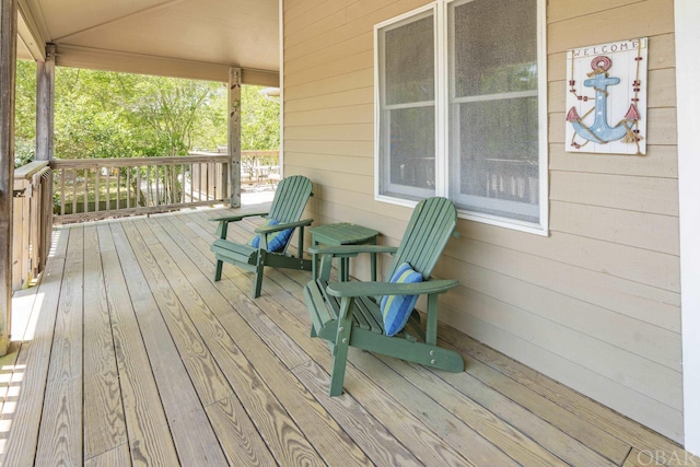 deck featuring a porch