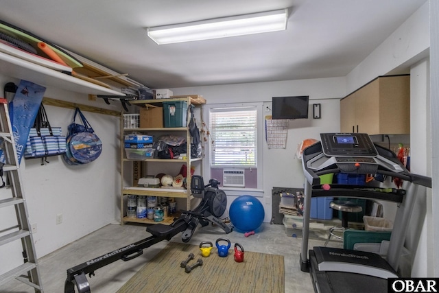 exercise room with cooling unit