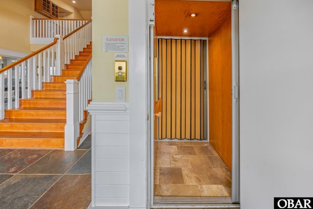 1459 Ocean Pearl Rd Lot 2, 3A, 3B, Corolla, NC 27927 - stairs with stone tile floors and recessed lighting