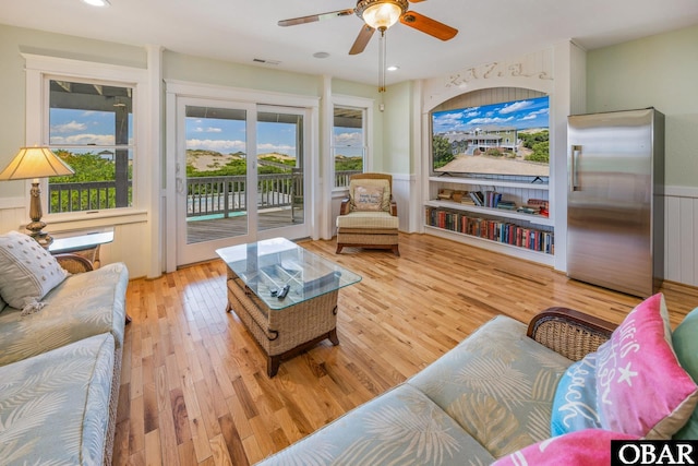 1459 Ocean Pearl Rd Lot 2, 3A, 3B, Corolla, NC 27927 - living room featuring wood finished floors, ceiling fan, and recessed lighting