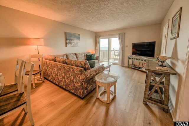 24256 Resort Rodanthe Dr Unit 6B, Rodanthe, NC 27968 - living area with a textured ceiling and wood finished floors