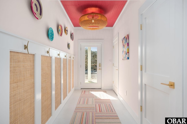 hallway with ornamental molding