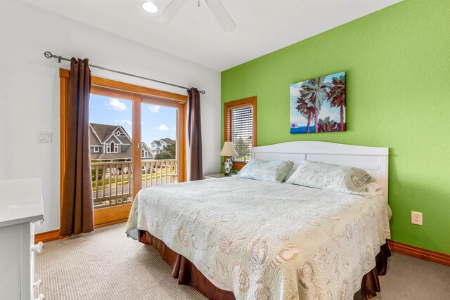 670 Hunt Club Dr Lot 194, Corolla, NC 27927 - bedroom featuring carpet, access to exterior, baseboards, and a ceiling fan