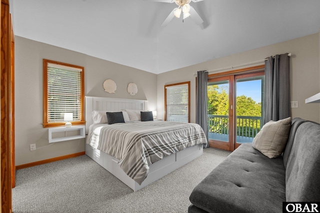1367 Duck Rd Lot 21, Duck, NC 27949 - carpeted bedroom featuring access to outside, multiple windows, baseboards, and a ceiling fan