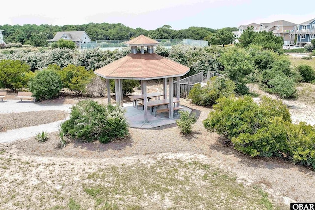 exterior space featuring a patio area and a gazebo