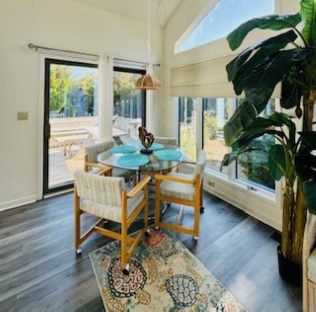 290 Hillcrest Dr Lot 22, Southern Shores, NC 27949 - sunroom with a wealth of natural light, baseboards, wood finished floors, and lofted ceiling