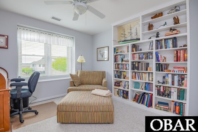 4025 Ivy Ln Lot 11, Kitty Hawk, NC 27949 - office featuring visible vents, a ceiling fan, carpet, and baseboards