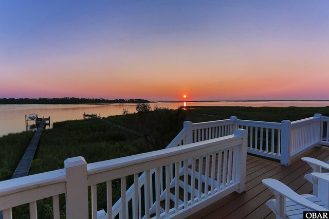 deck with a water view