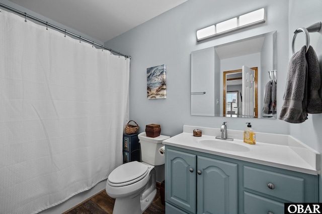 305 W Fourth St Lot 7, Kill Devil Hills, NC 27948 - bathroom featuring vanity, wood finished floors, and a shower with curtain