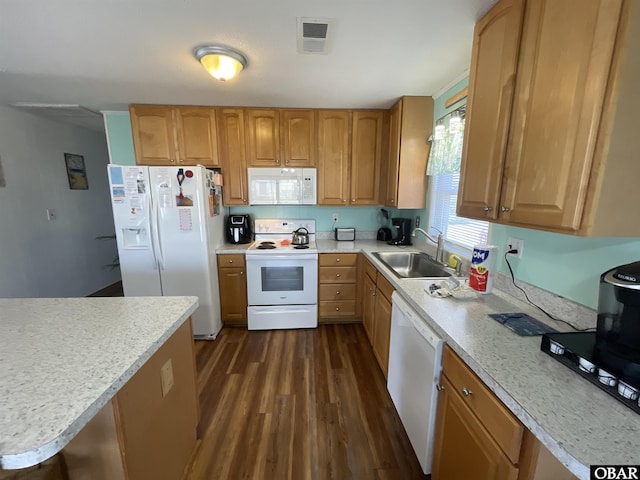 3737 Hallett St Lot # 100, Kitty Hawk, NC 27949 - kitchen featuring white appliances, a sink, dark wood-style floors, and light countertops