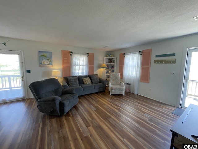 3737 Hallett St Lot # 100, Kitty Hawk, NC 27949 - living room with wood finished floors, plenty of natural light, and a textured ceiling