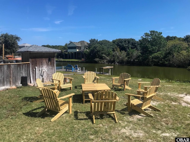 exterior space featuring a water view