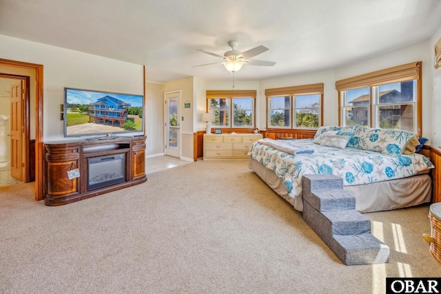 27231 Farrow Dr Lot # 3, Salvo, NC 27972 - bedroom featuring carpet floors, a ceiling fan, and access to exterior