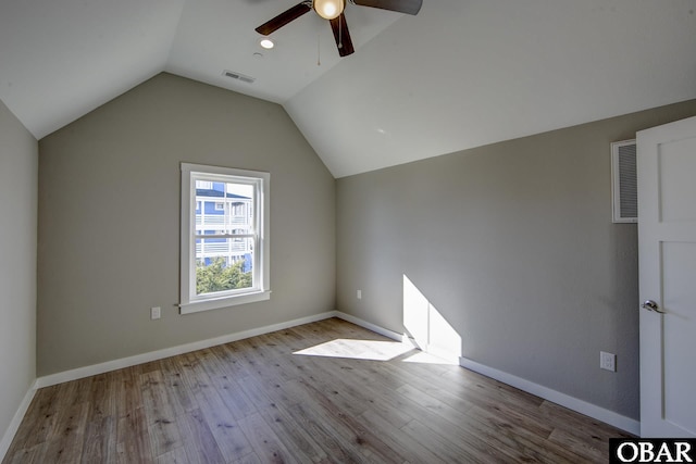 27250 Sand St Lot # 7, Salvo, NC 27972 - additional living space with a ceiling fan, wood finished floors, lofted ceiling, and baseboards
