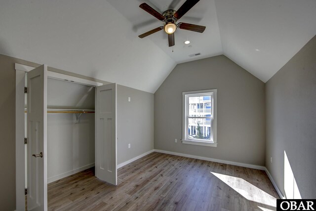 27250 Sand St Lot # 7, Salvo, NC 27972 - additional living space with a ceiling fan, wood finished floors, lofted ceiling, and baseboards