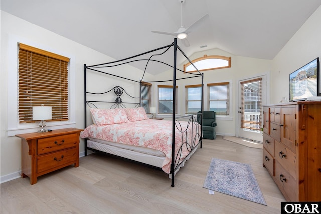 25245 Island Pines Dr Lot 6, Waves, NC 27982 - bedroom featuring vaulted ceiling, access to outside, baseboards, and light wood-style floors