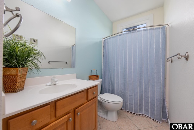 25245 Island Pines Dr Lot 6, Waves, NC 27982 - full bath with toilet, tile patterned flooring, vanity, and a shower with shower curtain