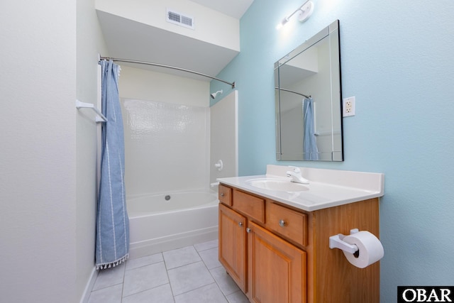 25245 Island Pines Dr Lot 6, Waves, NC 27982 - bathroom featuring tile patterned flooring, vanity, visible vents, and shower / bath combo